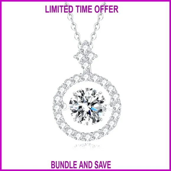 Moissanite Floating Pendant Necklace 925 Sterling Silver 1 Carat GRA Certified